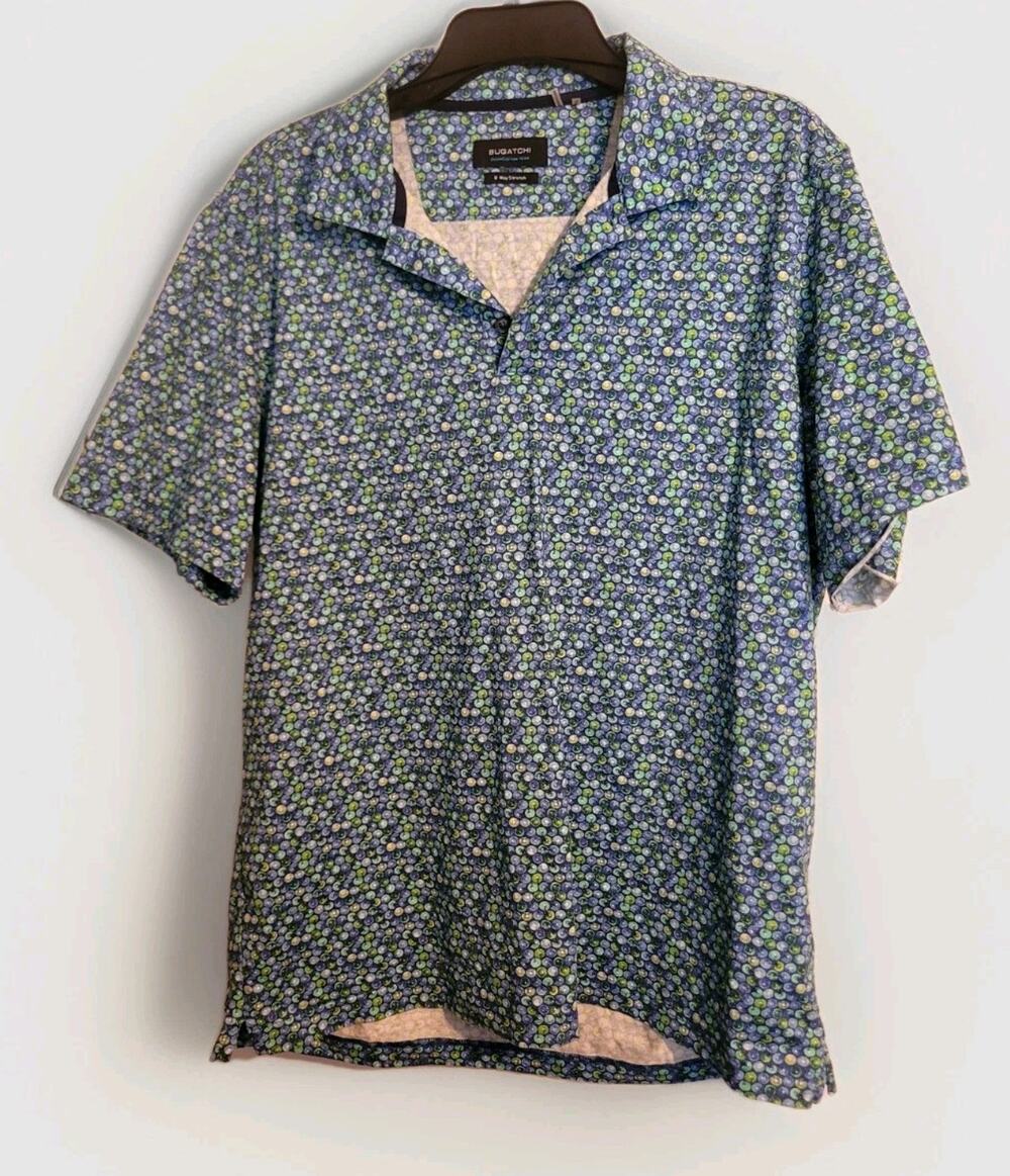 Bugatchi OoohCotton Tech Polo Shirt Men's L 8 Way Stretch Performance Vibrant